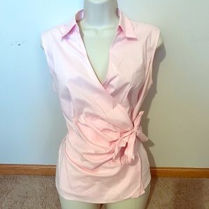 Express pink collared wrap shirt size large
